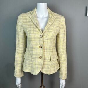Theory blazer jacket size 6 tweed plaid office work corporate cotton preppy